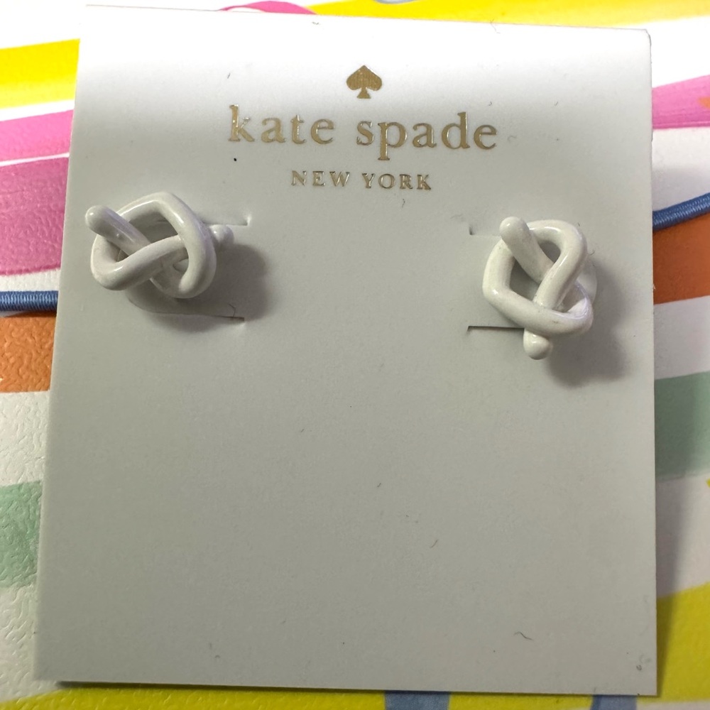 NWT: Kate Spade White Knot Earrings, originally $48 😍😍